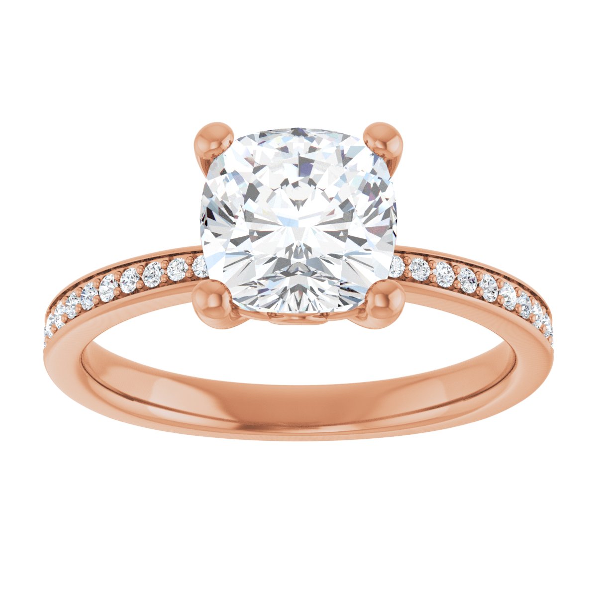 Semi-Set 1/5 CTW Cushion Engagement Ring (7 X 7 Mm) - gallery - Series 124170