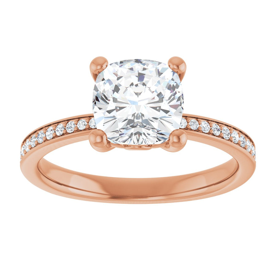 Semi-Set 1/5 CTW Cushion Engagement Ring (7 X 7 Mm) - gallery - Series 124170