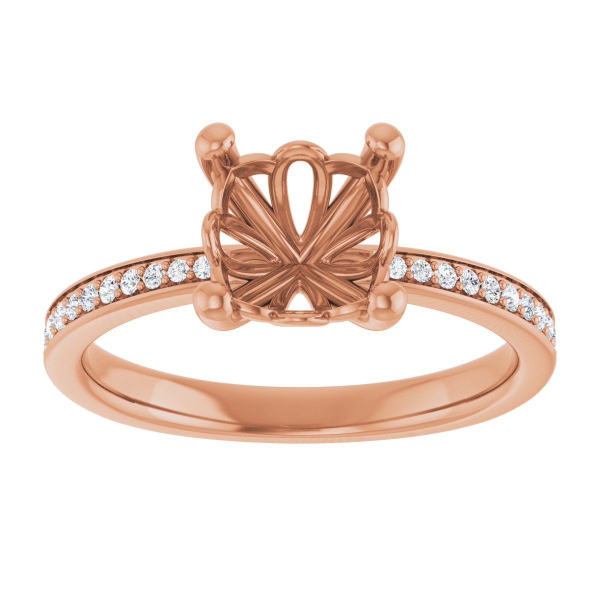 Semi-Set 1/5 CTW Cushion Engagement Ring (7 X 7 Mm) - gallery - Series 124170