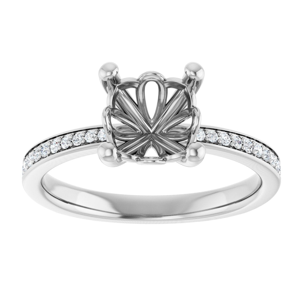 Semi-Set 1/5 CTW Cushion Engagement Ring (7 X 7 Mm) - gallery - Series 124170