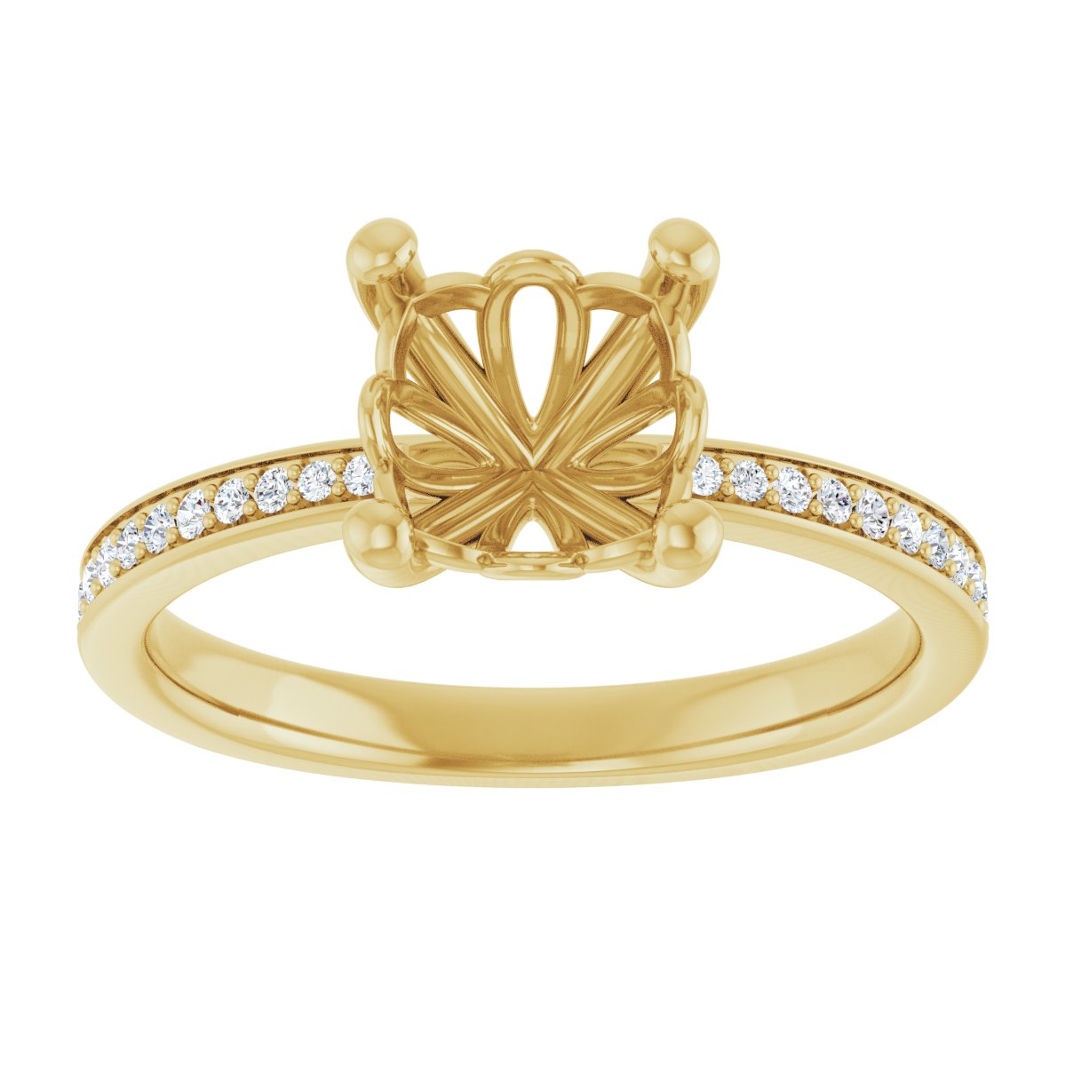 Semi-Set 1/5 CTW Cushion Engagement Ring (7 X 7 Mm) - gallery - Series 124170