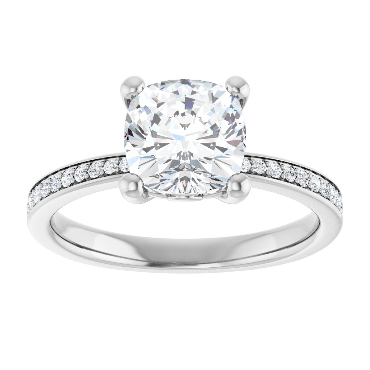 Semi-Set 1/5 CTW Cushion Engagement Ring (7 X 7 Mm) - gallery - Series 124170