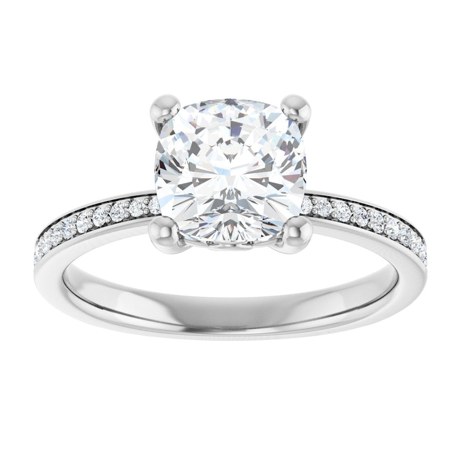 Semi-Set 1/5 CTW Cushion Engagement Ring (7 X 7 Mm) - gallery - Series 124170