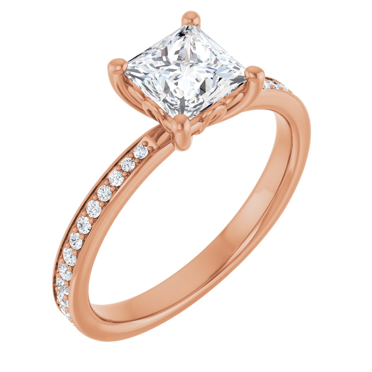 Natural Diamond Semi-Set 1/5 CTW Square Engagement Ring (5.5 X 5.5 Mm) - 14K Gold - Series 124170