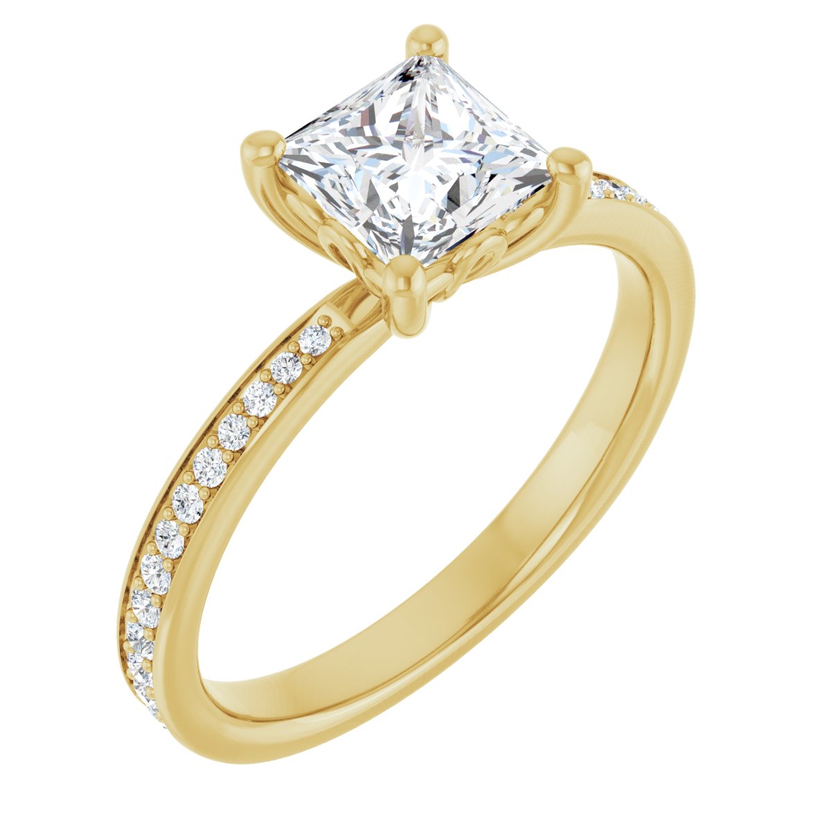 Natural Diamond Semi-Set 1/5 CTW Square Engagement Ring (5.5 X 5.5 Mm) - 14K Gold - Series 124170