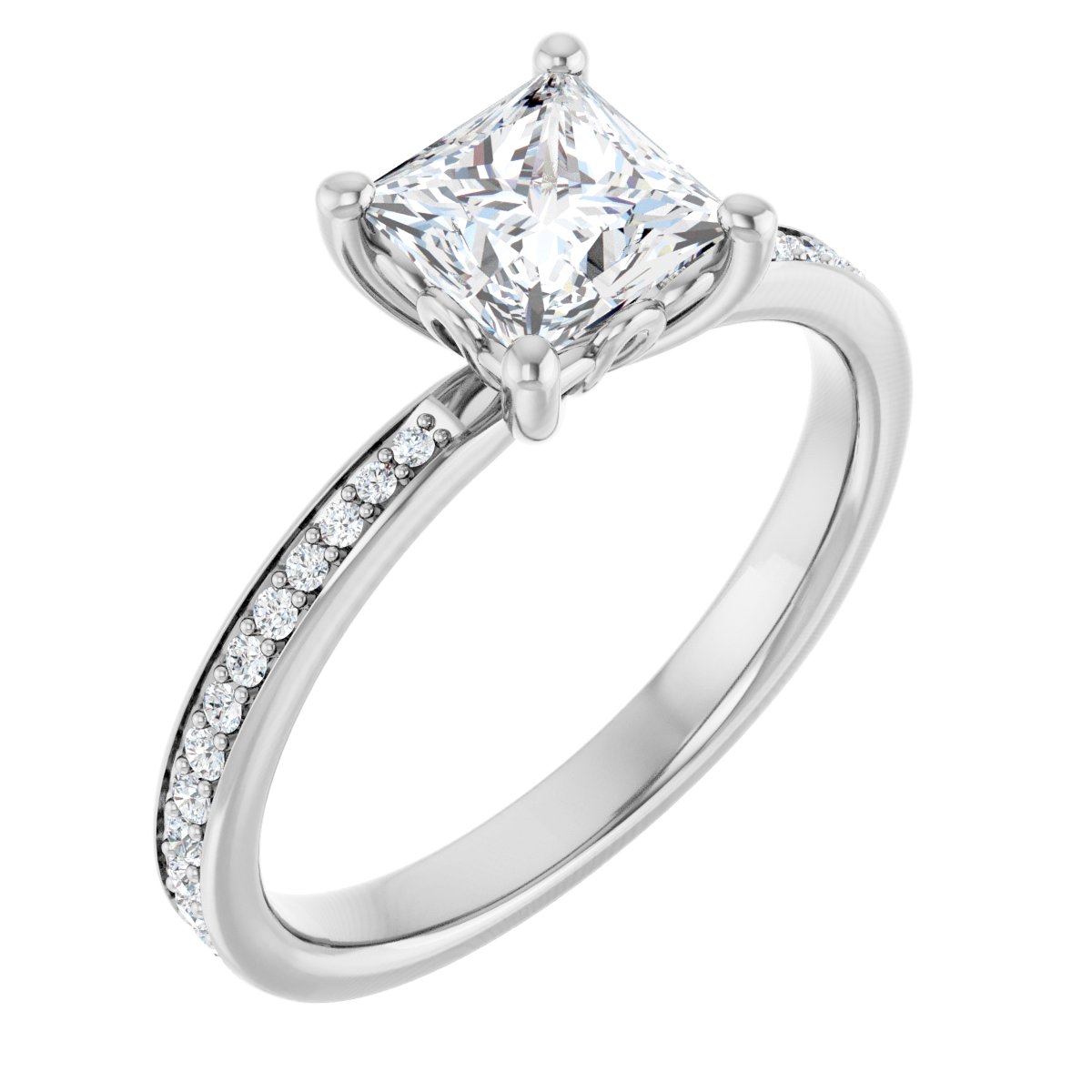 Natural Diamond Semi-Set 1/5 CTW Square Engagement Ring (5.5 X 5.5 Mm) - 14K Gold - Series 124170