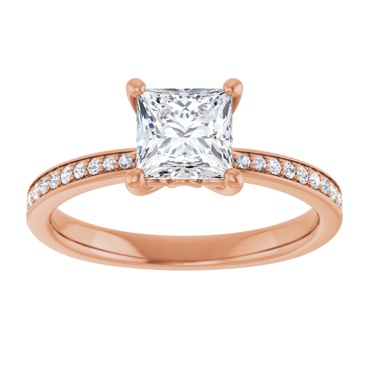 Semi-Set 1/5 CTW Square Engagement Ring (5.5 X 5.5 Mm) - gallery - Series 124170