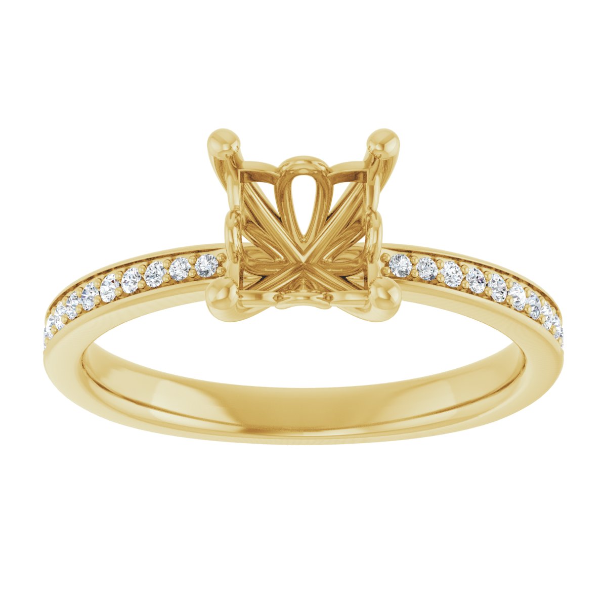 Semi-Set 1/5 CTW Square Engagement Ring (5.5 X 5.5 Mm) - gallery - Series 124170