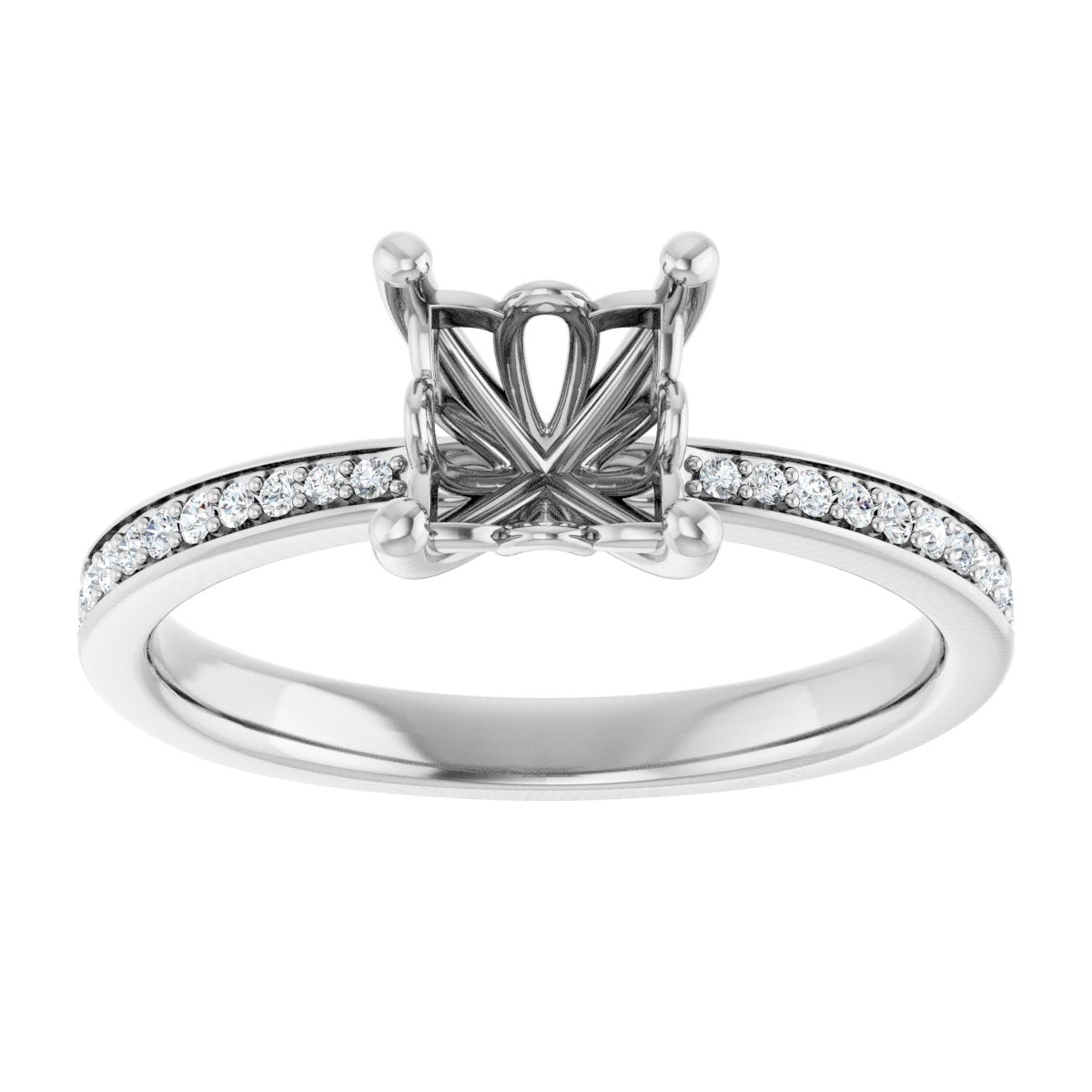 Semi-Set 1/5 CTW Square Engagement Ring (5.5 X 5.5 Mm) - gallery - Series 124170