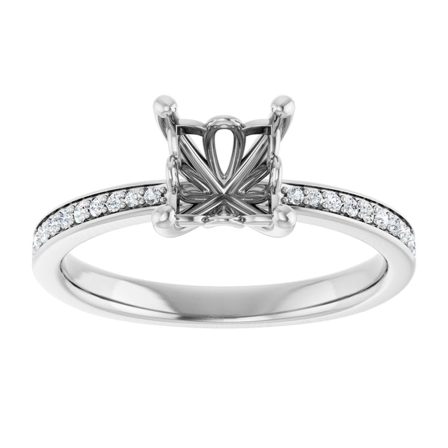 Semi-Set 1/5 CTW Square Engagement Ring (5.5 X 5.5 Mm) - gallery - Series 124170