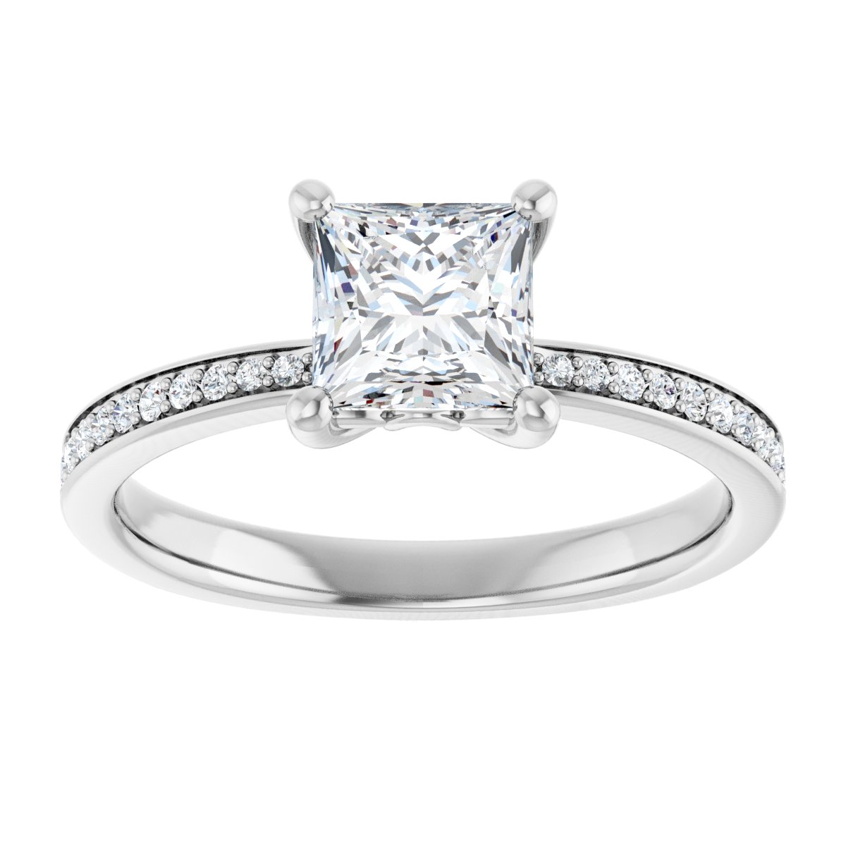 Semi-Set 1/5 CTW Square Engagement Ring (5.5 X 5.5 Mm) - gallery - Series 124170
