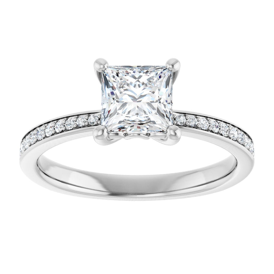 Semi-Set 1/5 CTW Square Engagement Ring (5.5 X 5.5 Mm) - gallery - Series 124170