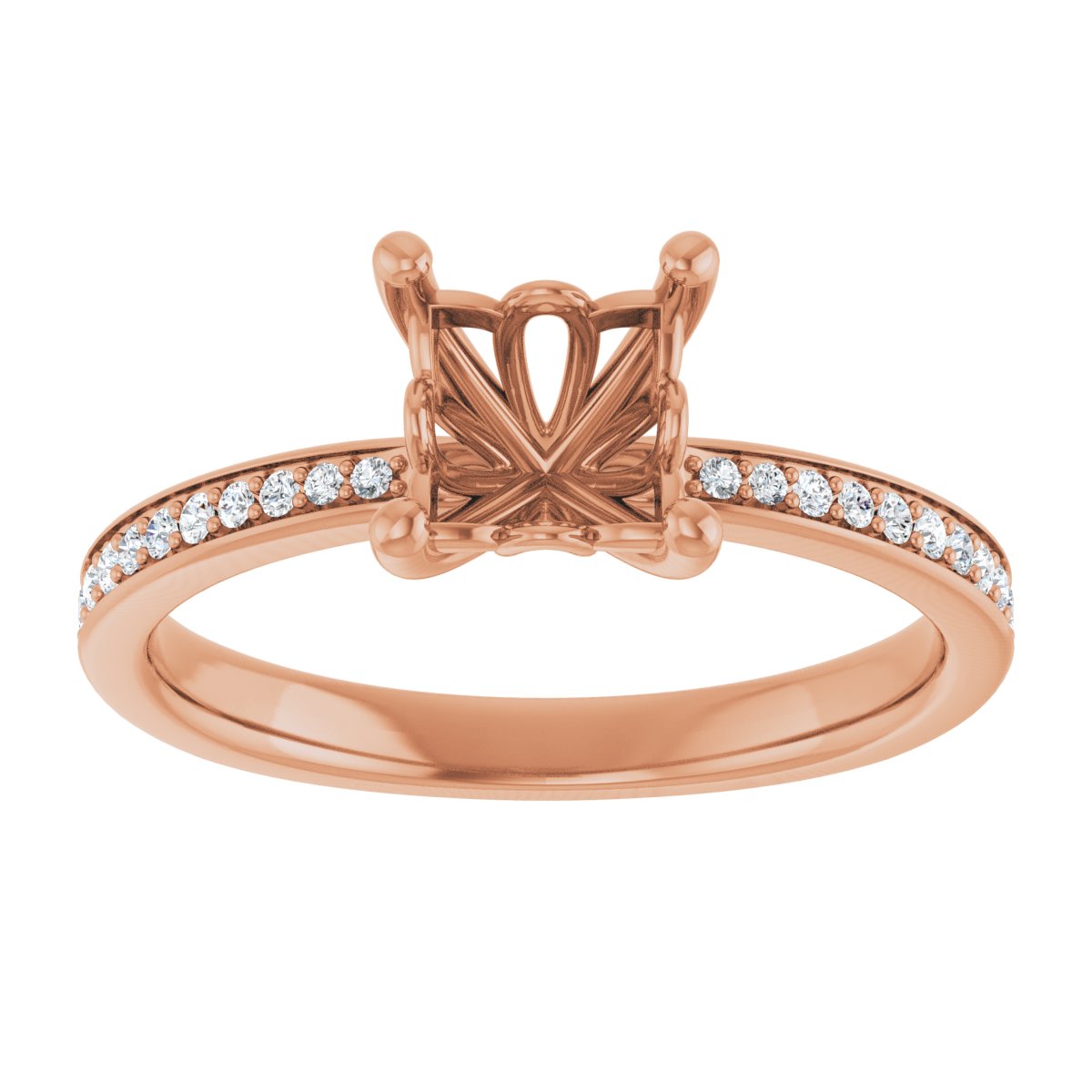 Semi-Set 1/5 CTW Square Engagement Ring (5.5 X 5.5 Mm) - gallery - Series 124170
