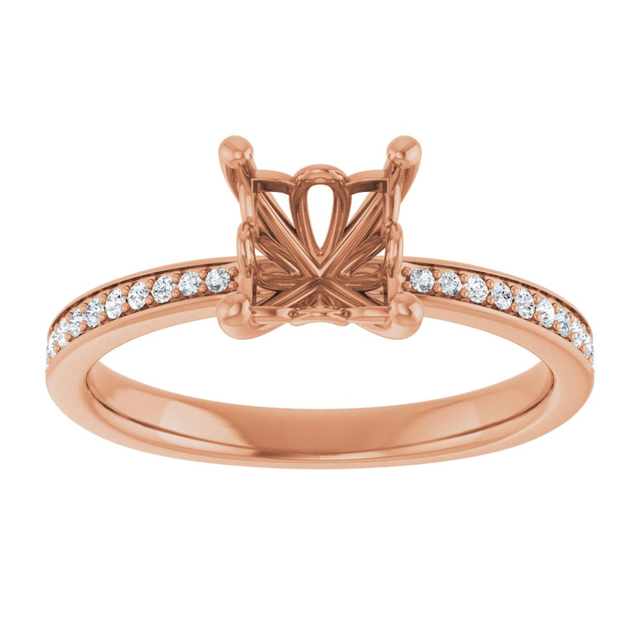 Semi-Set 1/5 CTW Square Engagement Ring (5.5 X 5.5 Mm) - gallery - Series 124170