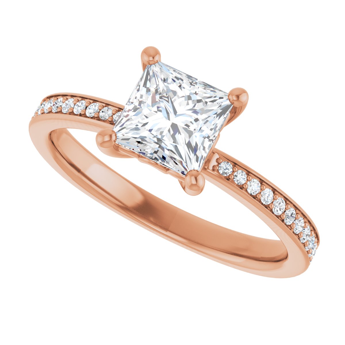 Semi-Set 1/5 CTW Square Engagement Ring (5.5 X 5.5 Mm) - gallery - Series 124170