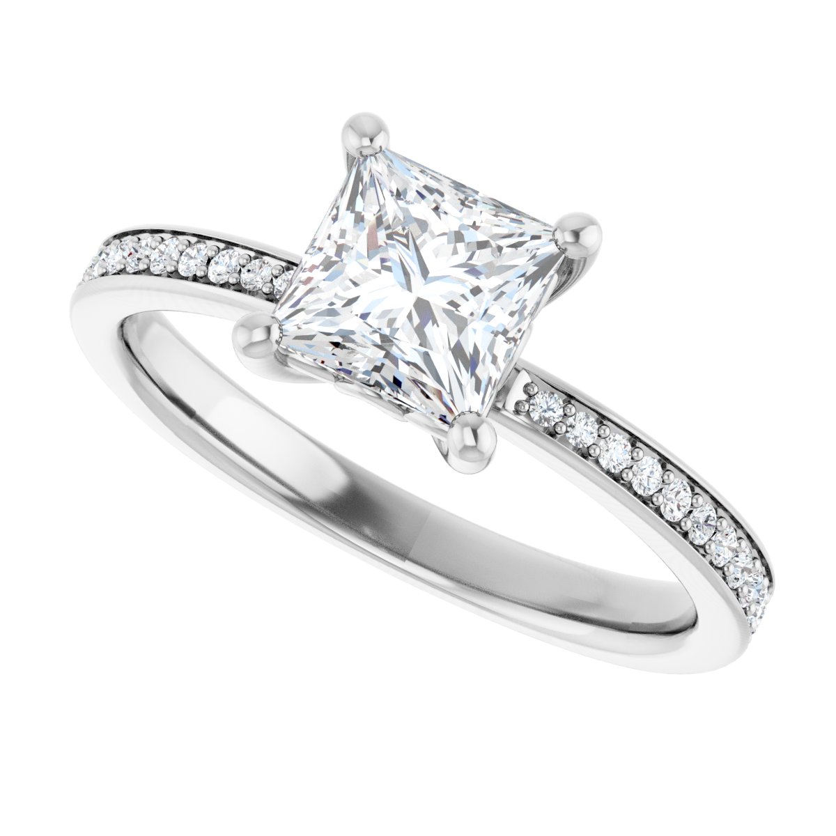 Semi-Set 1/5 CTW Square Engagement Ring (5.5 X 5.5 Mm) - gallery - Series 124170