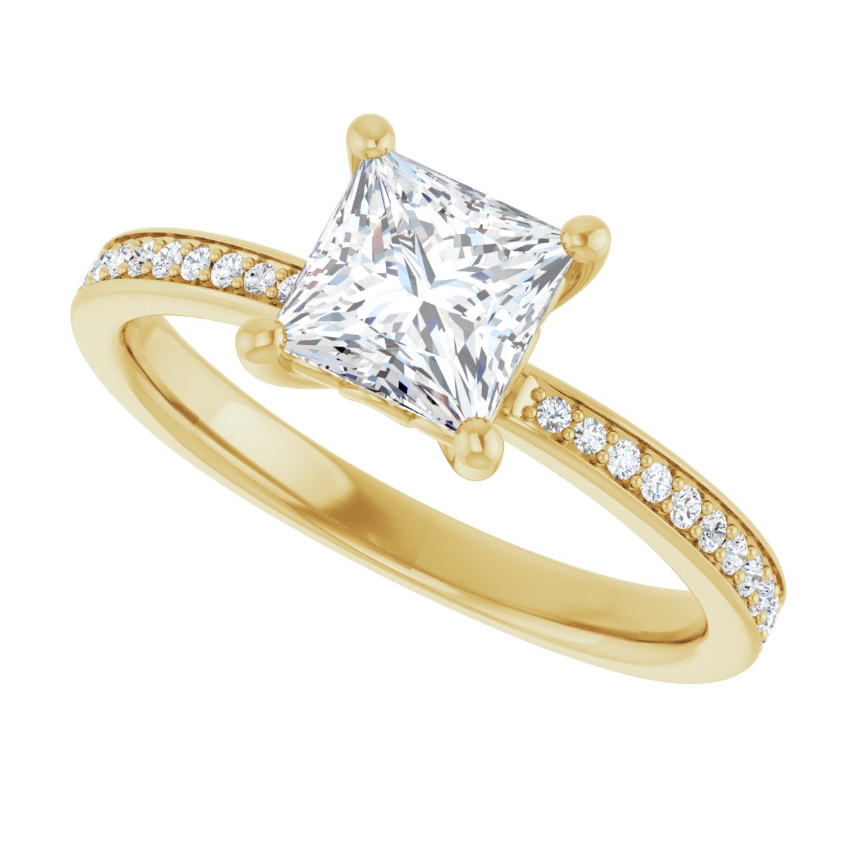 Semi-Set 1/5 CTW Square Engagement Ring (5.5 X 5.5 Mm) - gallery - Series 124170