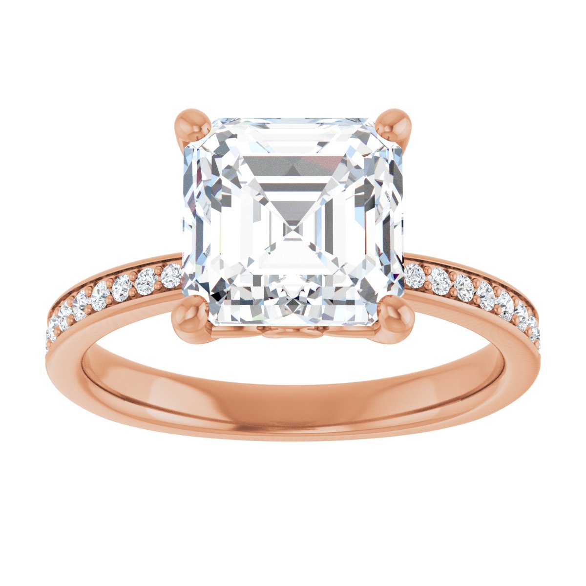 Semi-Set 1/4 CTW Asscher Engagement Ring (8 X 8 Mm) - gallery - Series 124170