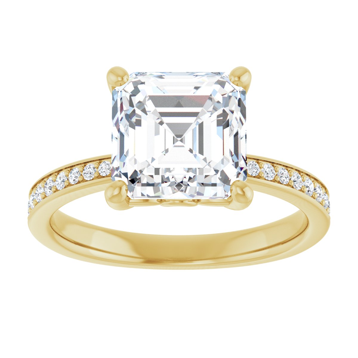 Semi-Set 1/4 CTW Asscher Engagement Ring (8 X 8 Mm) - gallery - Series 124170