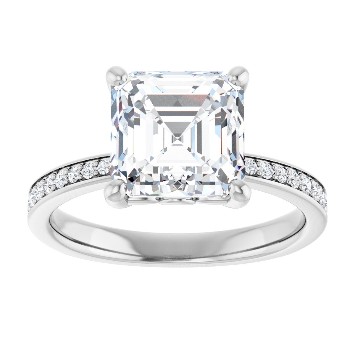 Semi-Set 1/4 CTW Asscher Engagement Ring (8 X 8 Mm) - gallery - Series 124170
