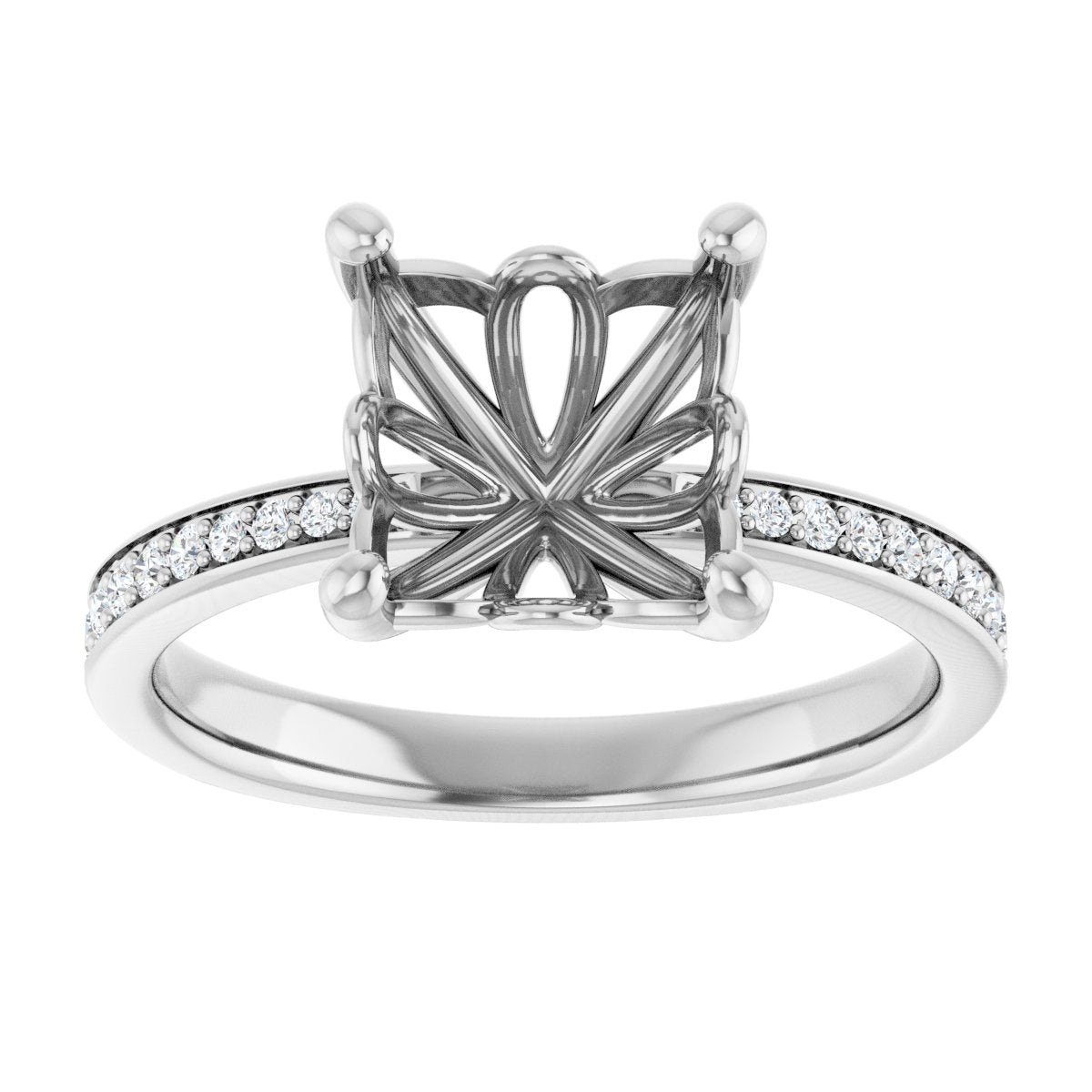 Semi-Set 1/4 CTW Asscher Engagement Ring (8 X 8 Mm) - gallery - Series 124170
