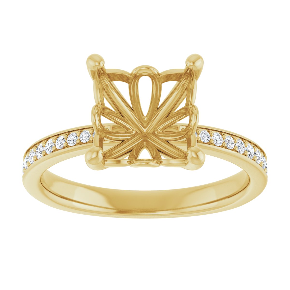 Semi-Set 1/4 CTW Asscher Engagement Ring (8 X 8 Mm) - gallery - Series 124170