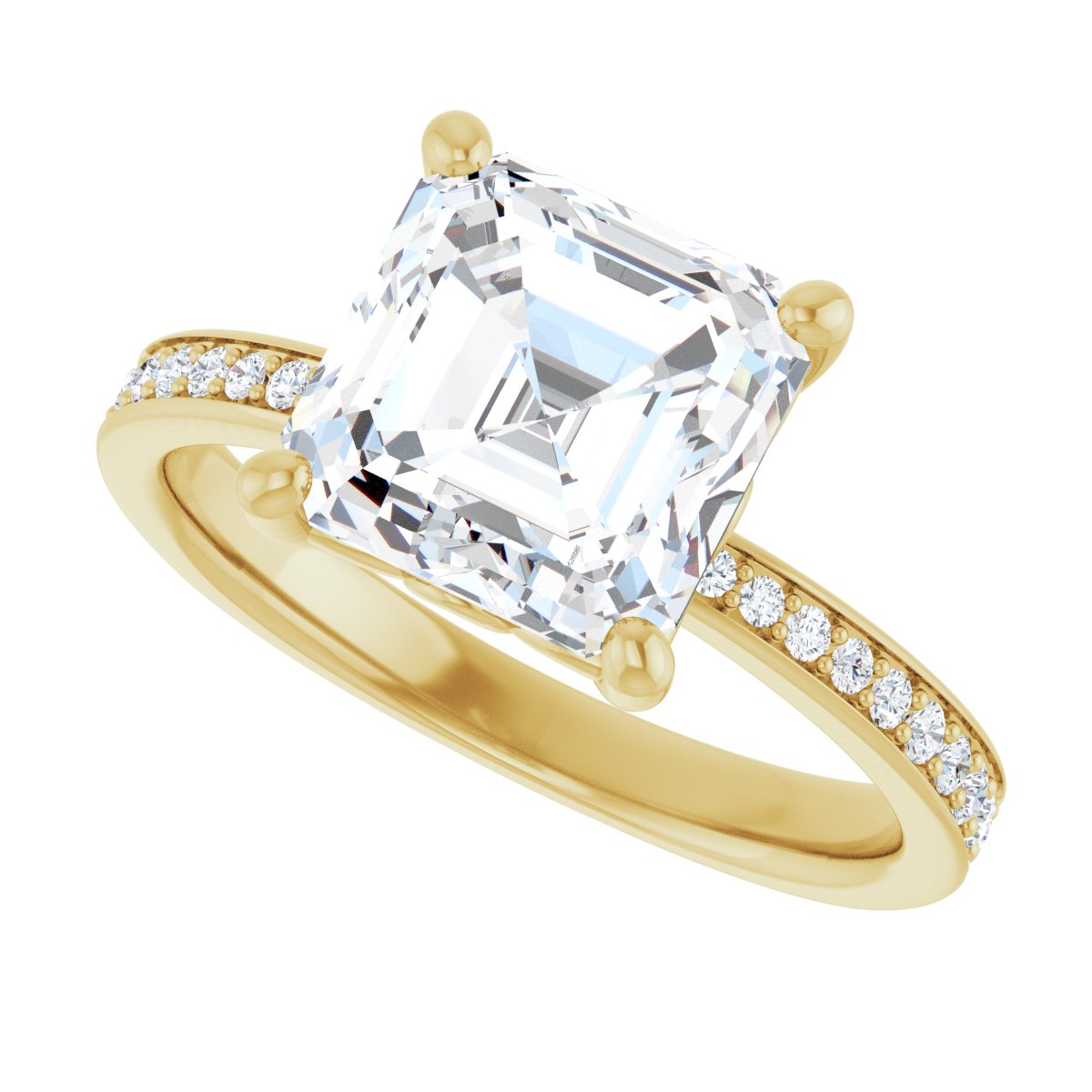 Semi-Set 1/4 CTW Asscher Engagement Ring (8 X 8 Mm) - gallery - Series 124170