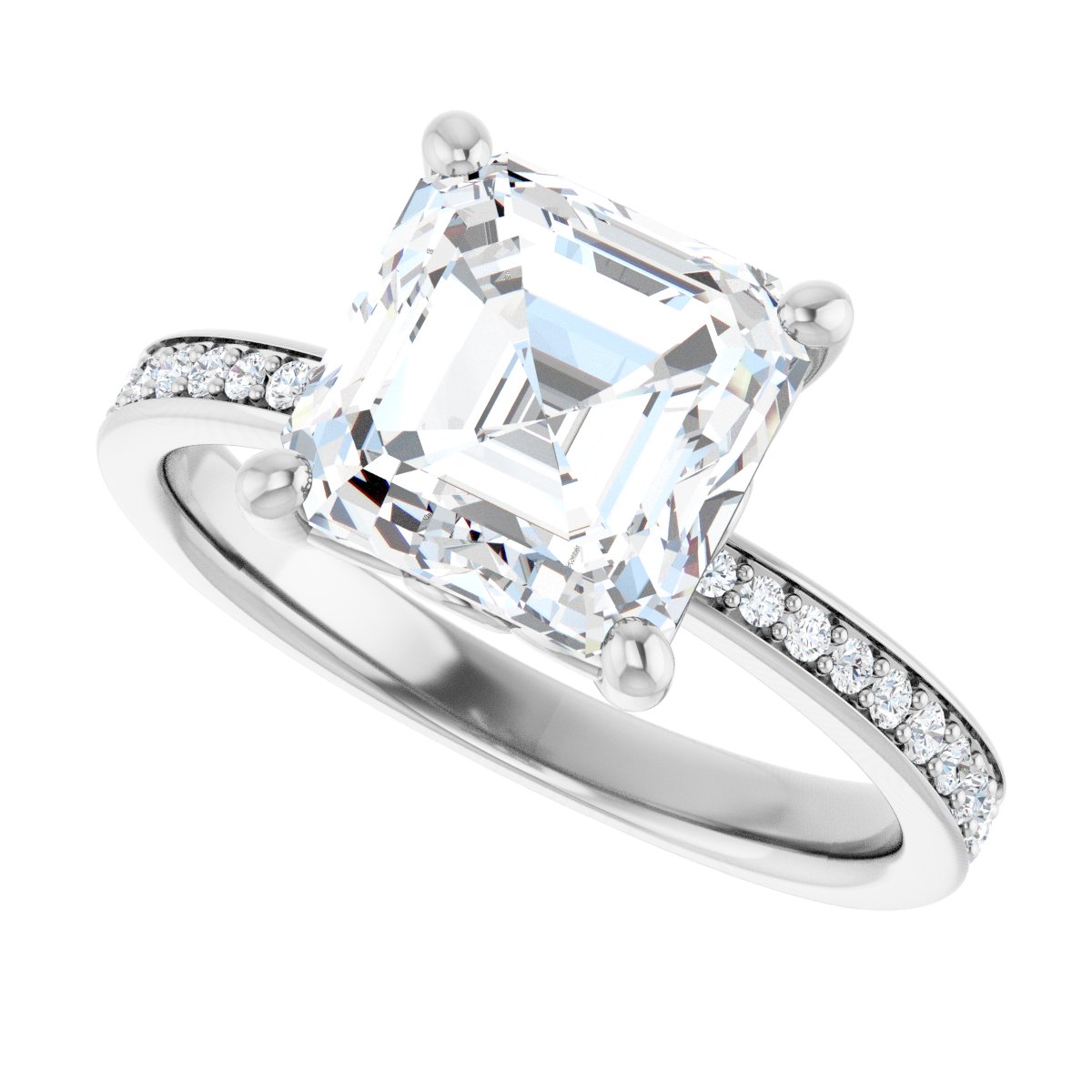 Semi-Set 1/4 CTW Asscher Engagement Ring (8 X 8 Mm) - gallery - Series 124170