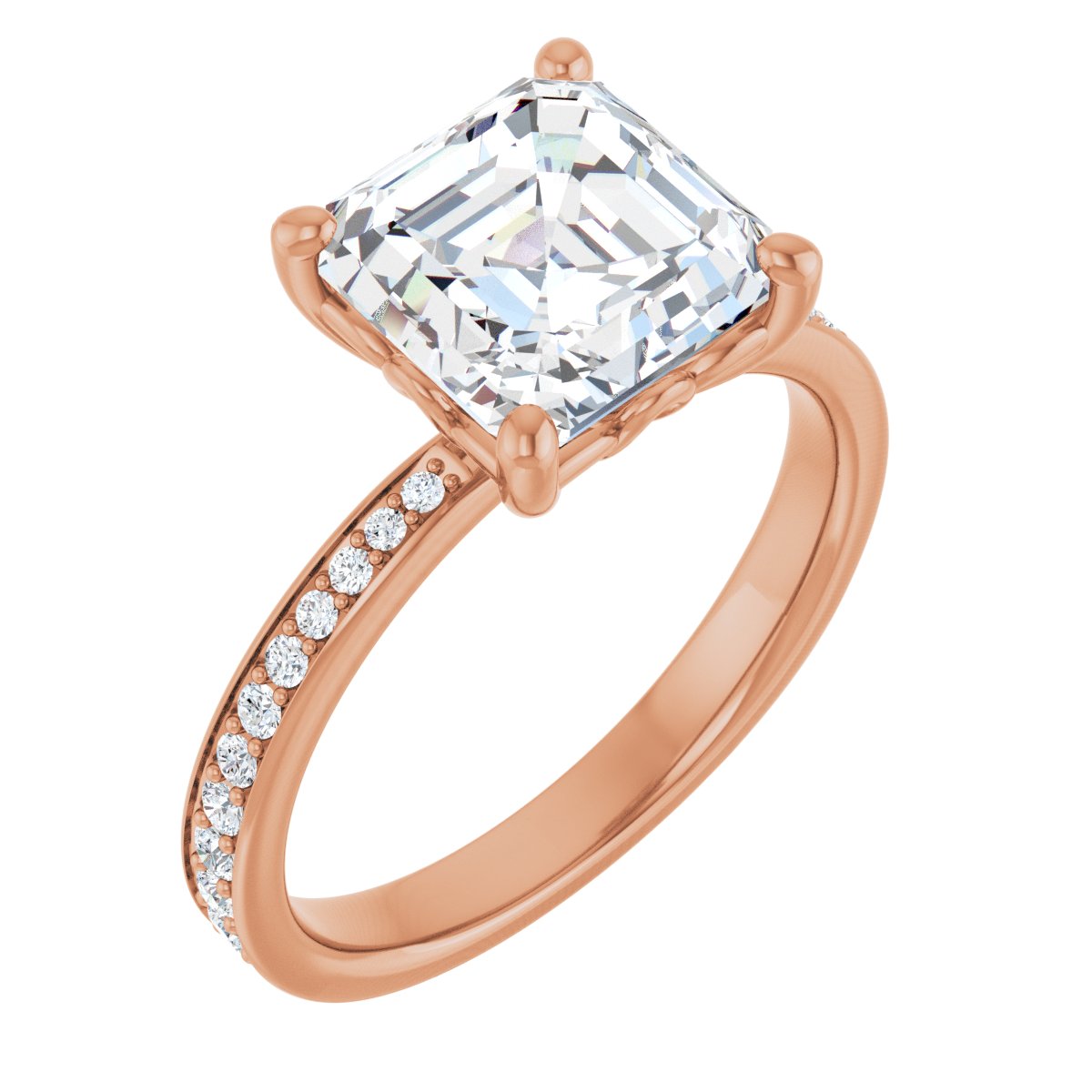 Natural Diamond Semi-Set 1/4 CTW Asscher Engagement Ring (8 X 8 Mm) - 14K Gold - Series 124170