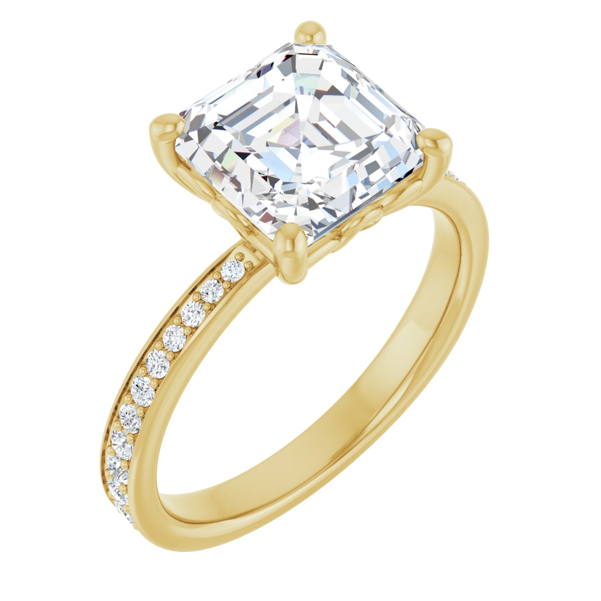 Natural Diamond Semi-Set 1/4 CTW Asscher Engagement Ring (8 X 8 Mm) - 14K Gold - Series 124170