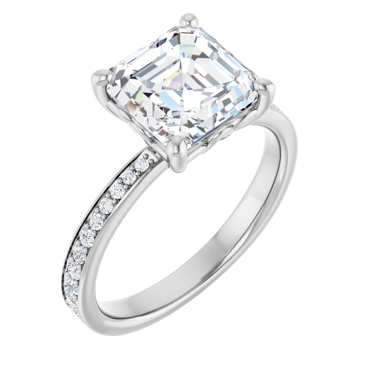 Natural Diamond Semi-Set 1/4 CTW Asscher Engagement Ring (8 X 8 Mm) - 14K Gold - Series 124170