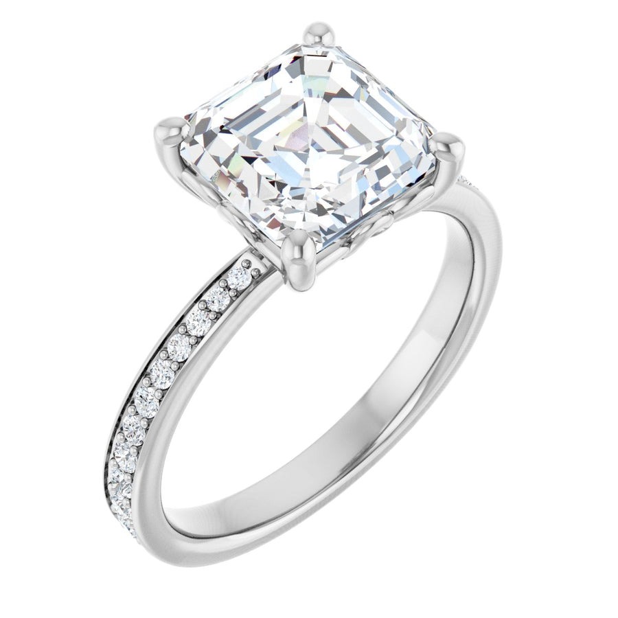 Natural Diamond Semi-Set 1/4 CTW Asscher Engagement Ring (8 X 8 Mm) - 14K Gold - Series 124170
