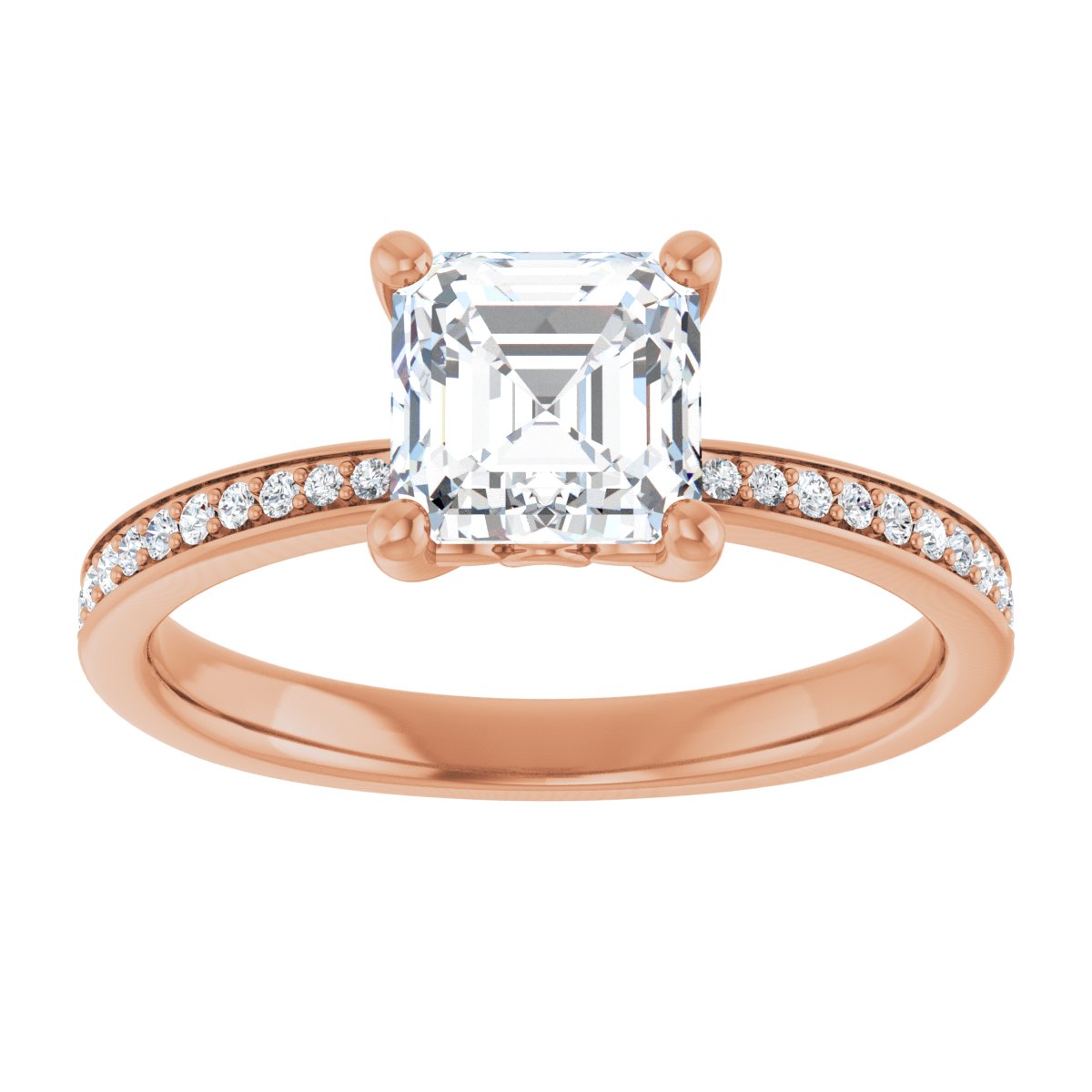 Semi-Set 1/5 CTW Asscher Engagement Ring (6 X 6 Mm) - gallery - Series 124170