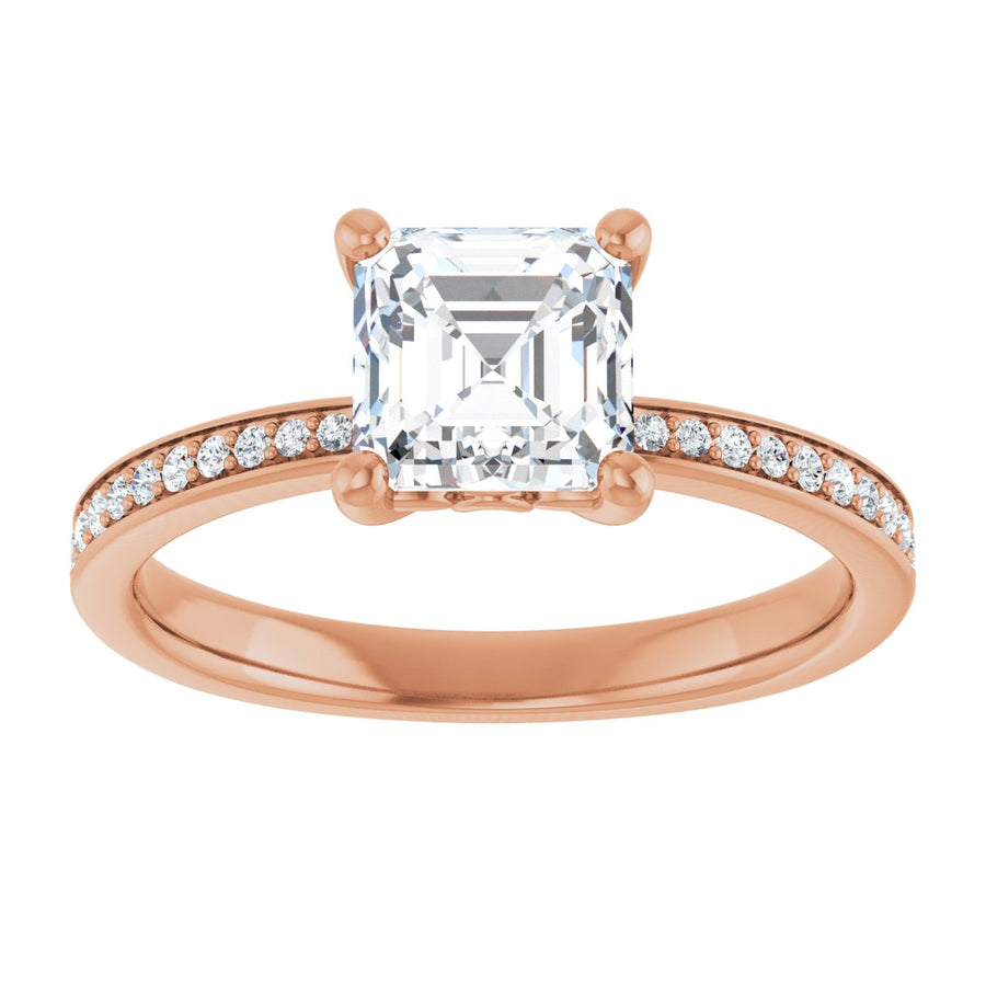 Semi-Set 1/5 CTW Asscher Engagement Ring (6 X 6 Mm) - gallery - Series 124170