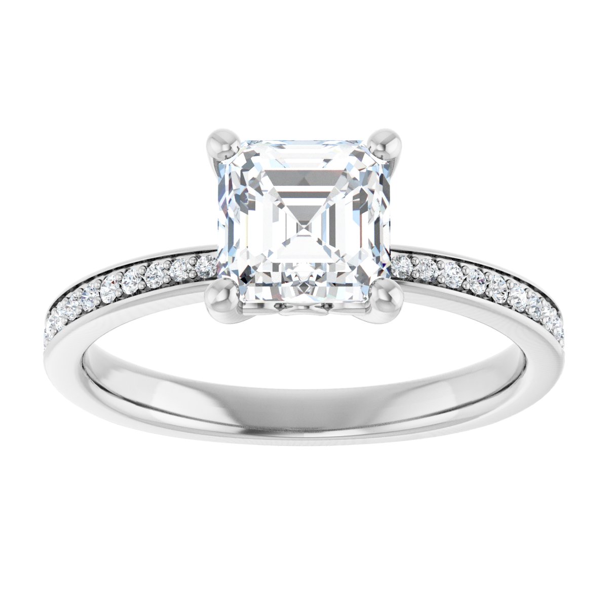 Semi-Set 1/5 CTW Asscher Engagement Ring (6 X 6 Mm) - gallery - Series 124170