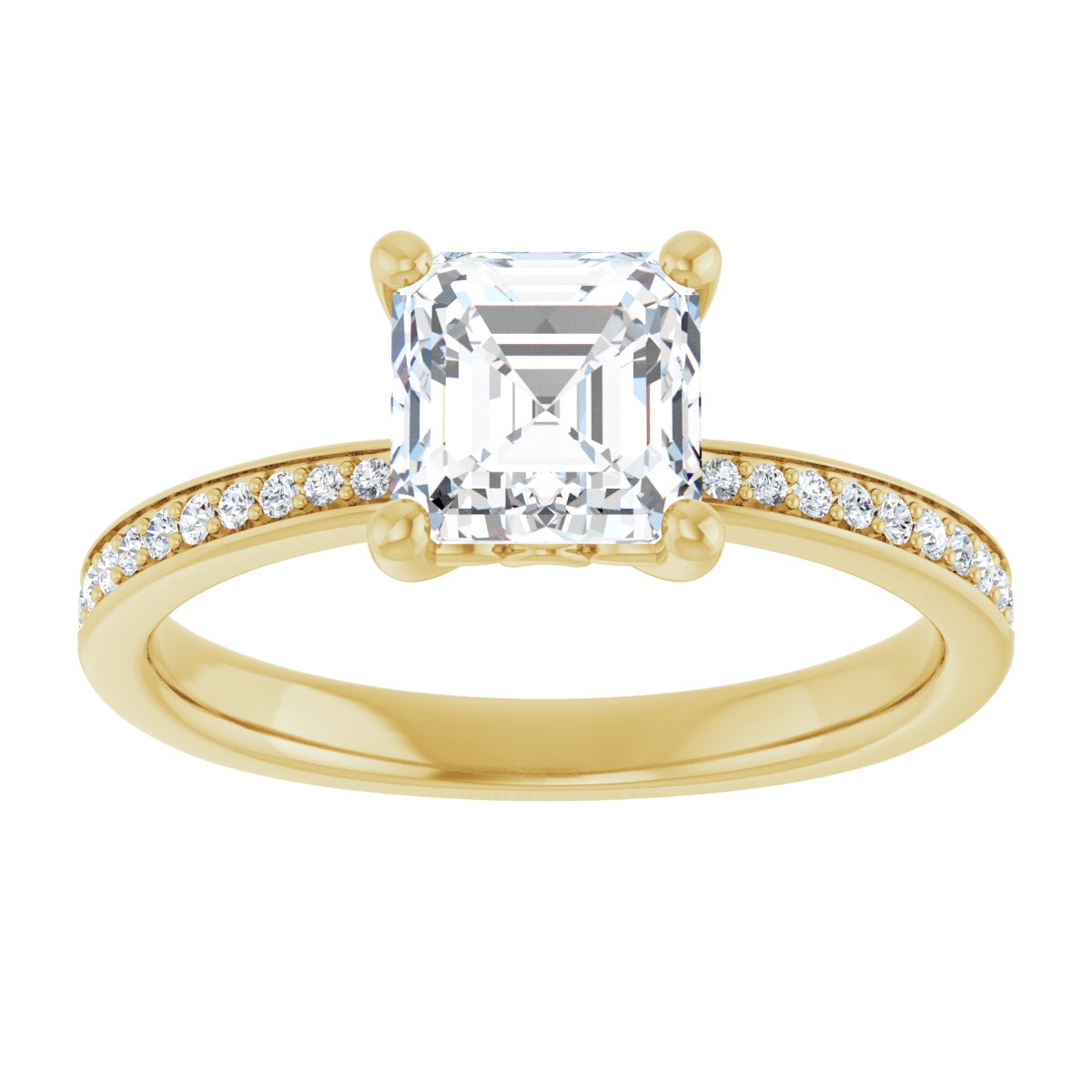 Semi-Set 1/5 CTW Asscher Engagement Ring (6 X 6 Mm) - gallery - Series 124170
