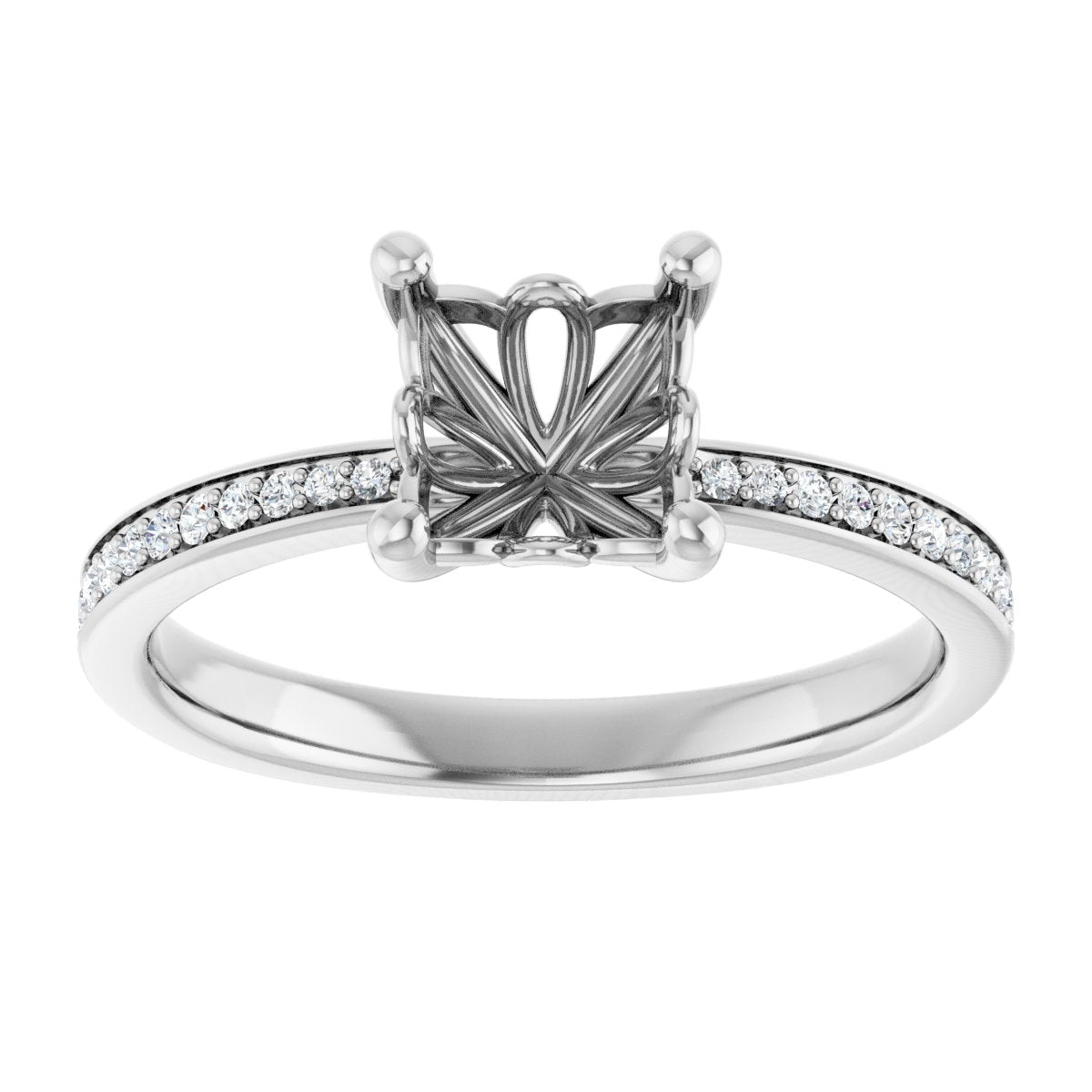 Semi-Set 1/5 CTW Asscher Engagement Ring (6 X 6 Mm) - gallery - Series 124170