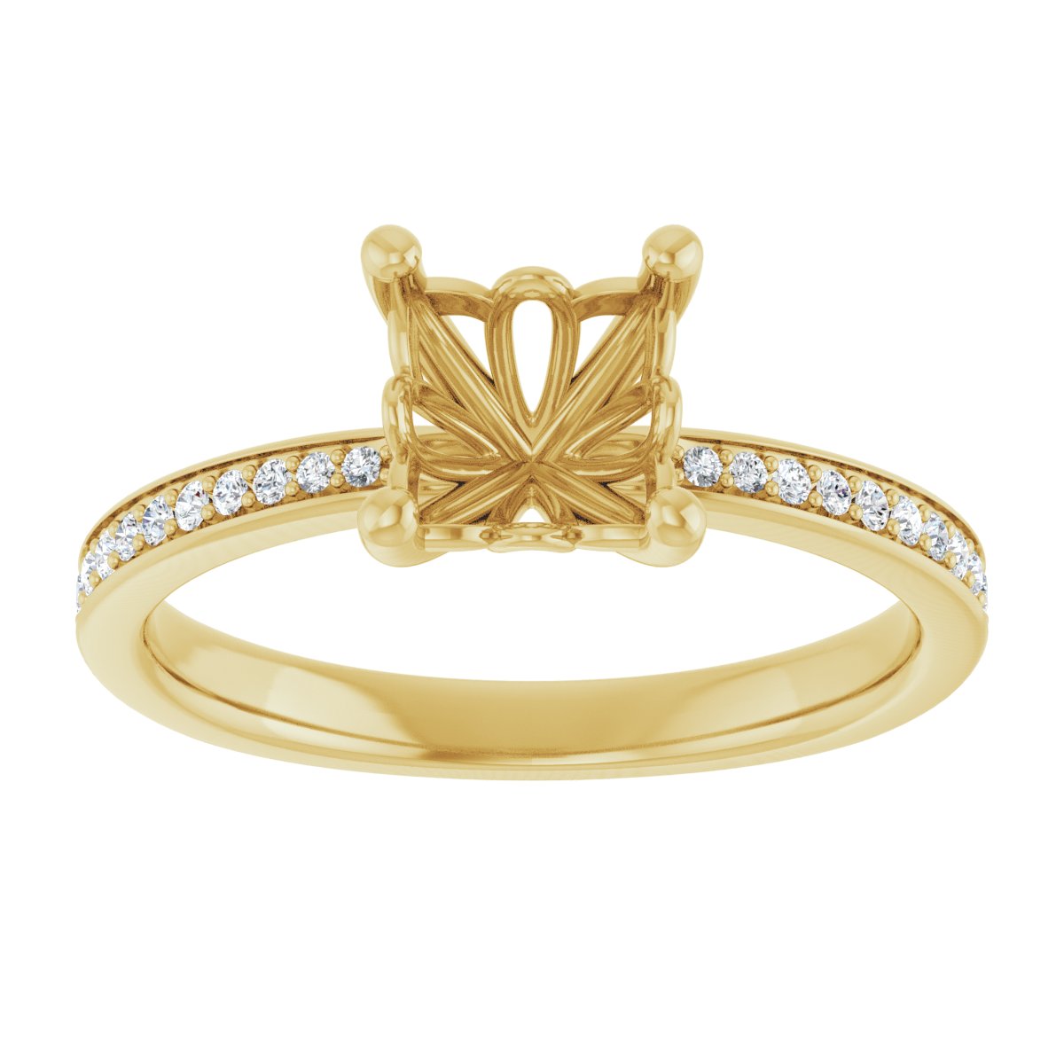Semi-Set 1/5 CTW Asscher Engagement Ring (6 X 6 Mm) - gallery - Series 124170