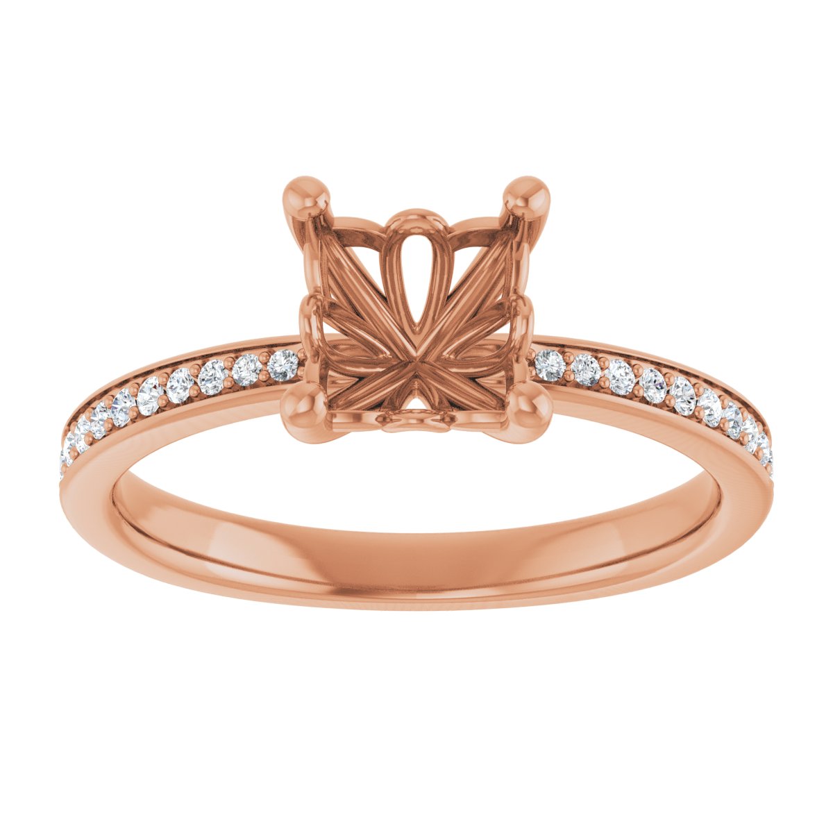 Semi-Set 1/5 CTW Asscher Engagement Ring (6 X 6 Mm) - gallery - Series 124170