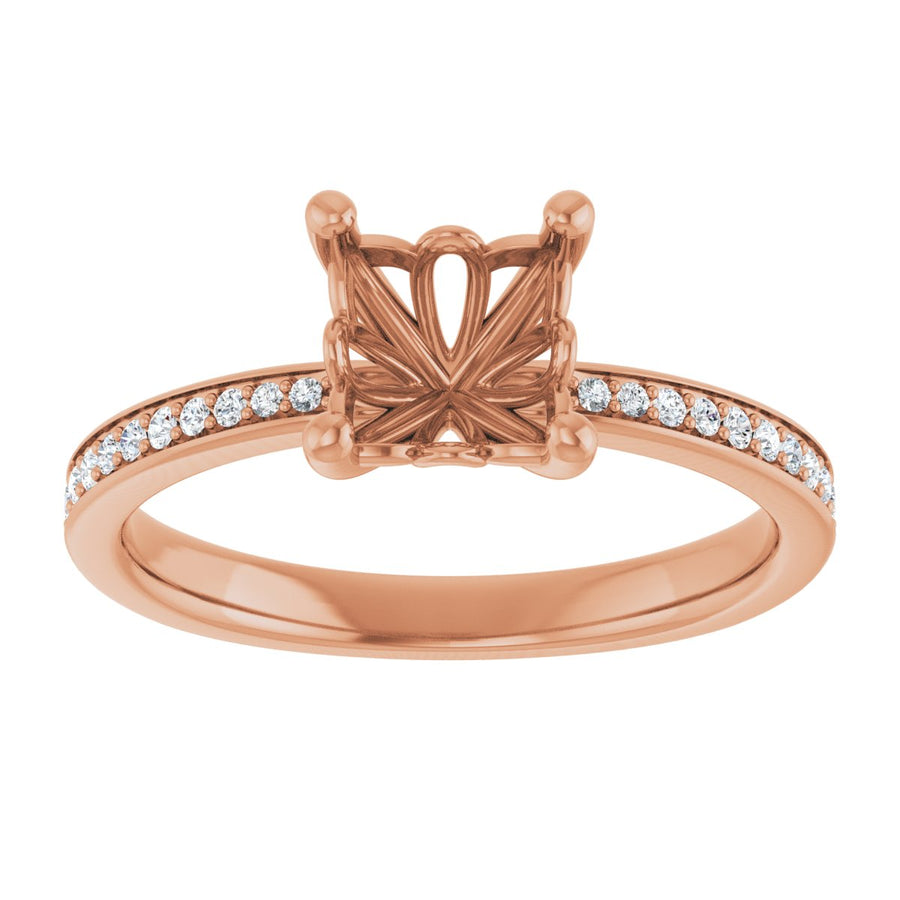 Semi-Set 1/5 CTW Asscher Engagement Ring (6 X 6 Mm) - gallery - Series 124170