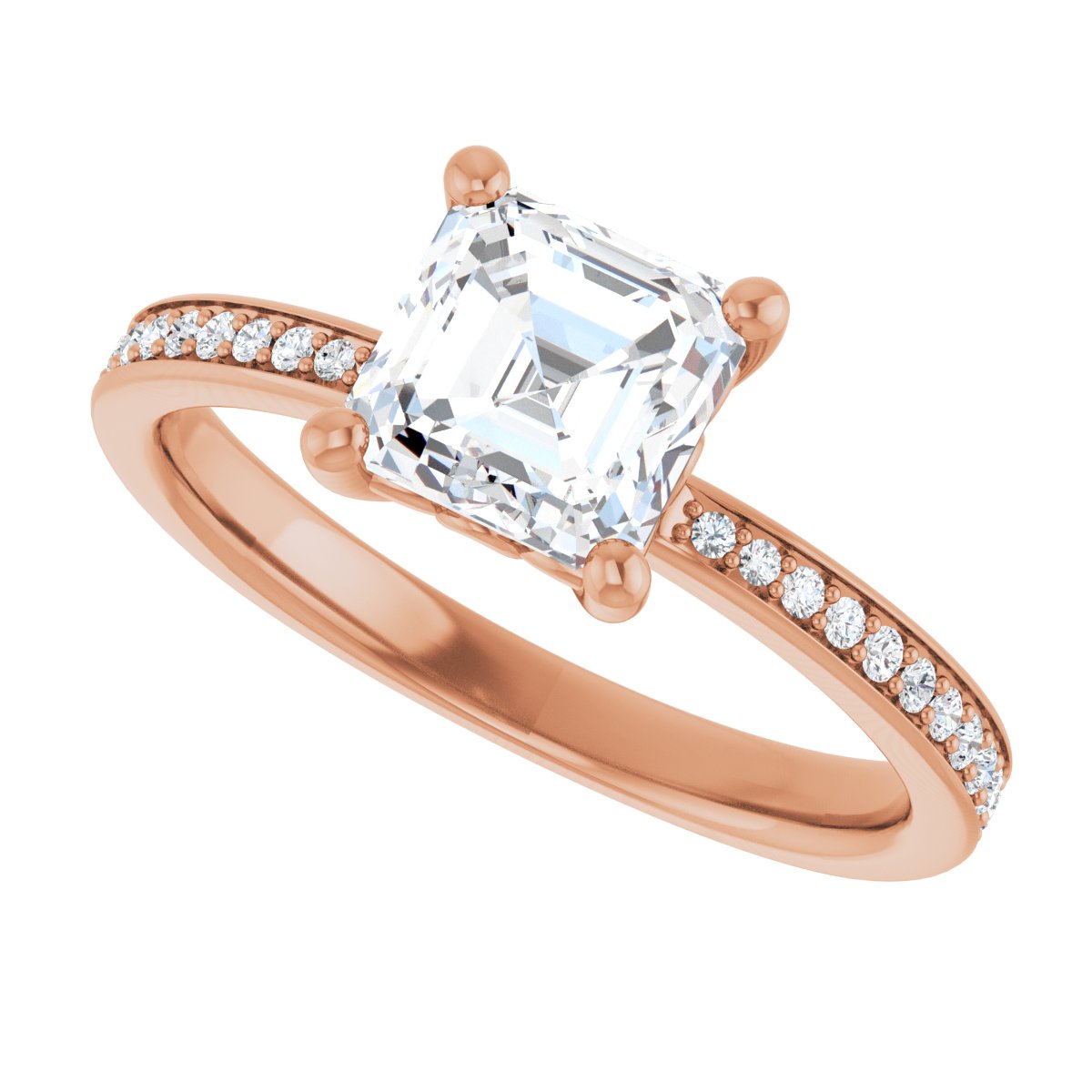 Semi-Set 1/5 CTW Asscher Engagement Ring (6 X 6 Mm) - gallery - Series 124170