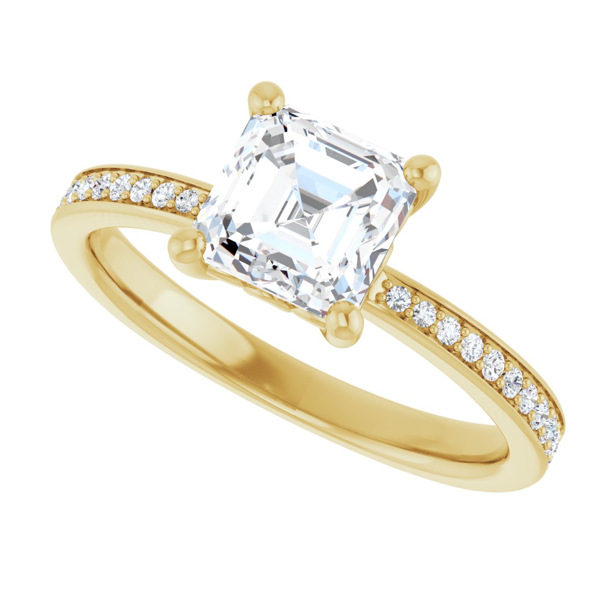 Semi-Set 1/5 CTW Asscher Engagement Ring (6 X 6 Mm) - gallery - Series 124170