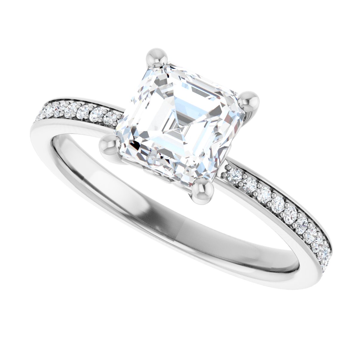 Semi-Set 1/5 CTW Asscher Engagement Ring (6 X 6 Mm) - gallery - Series 124170