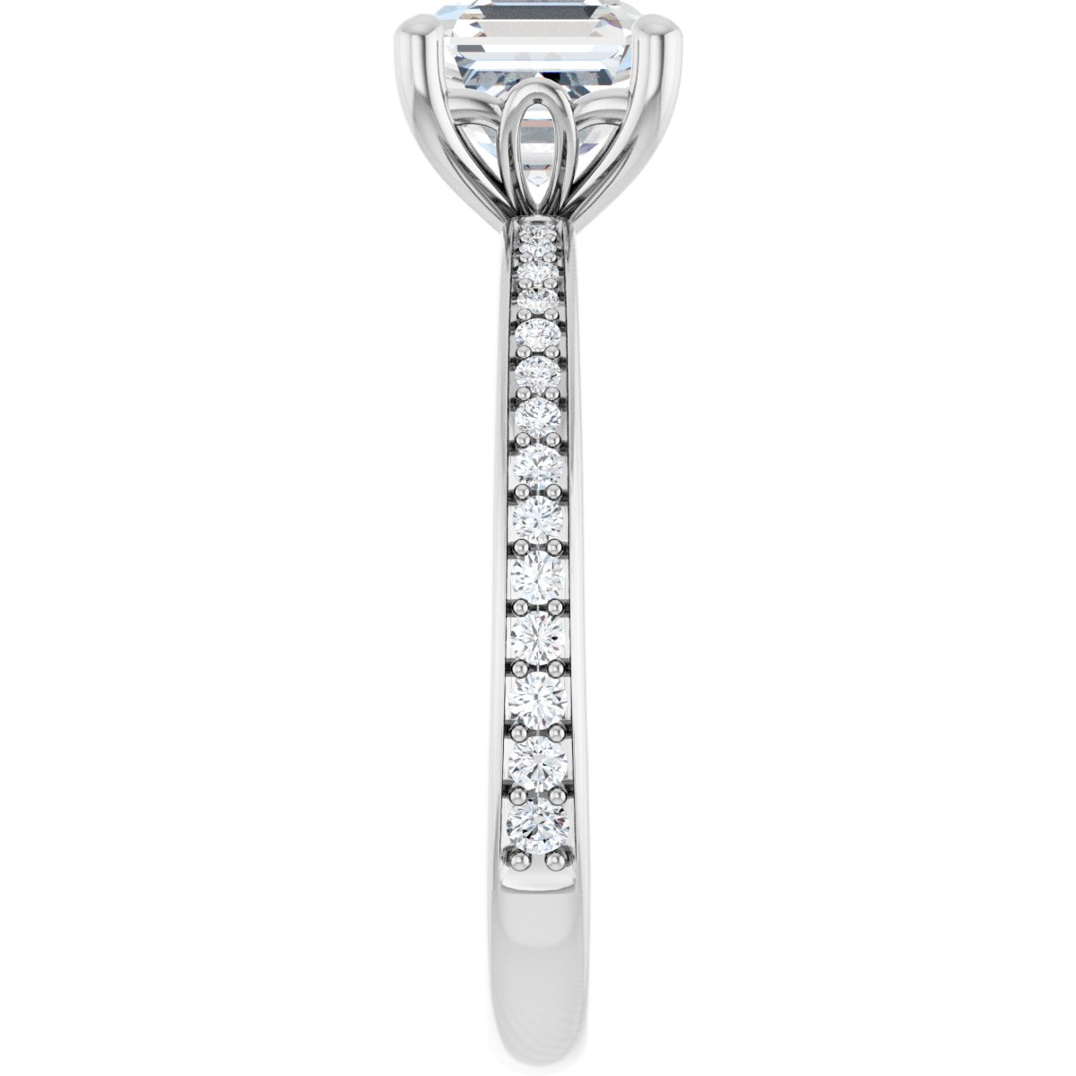 Semi-Set 1/5 CTW Asscher Engagement Ring (6 X 6 Mm) - gallery - Series 124170