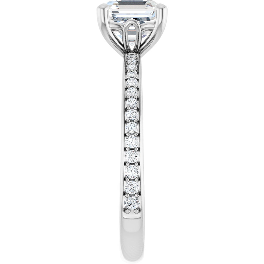 Semi-Set 1/5 CTW Asscher Engagement Ring (6 X 6 Mm) - gallery - Series 124170