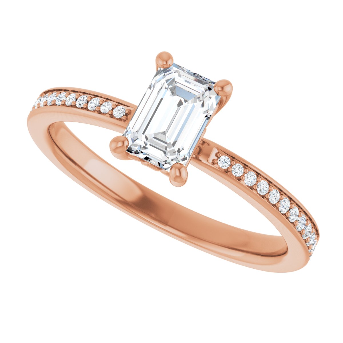 Semi-Set 1/6 CTW Emerald Engagement Ring (6 X 4 Mm) - gallery - Series 124170