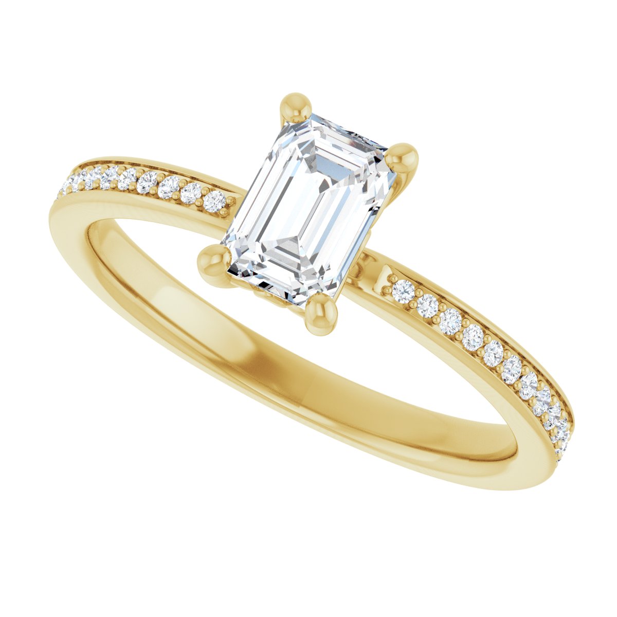 Semi-Set 1/6 CTW Emerald Engagement Ring (6 X 4 Mm) - gallery - Series 124170