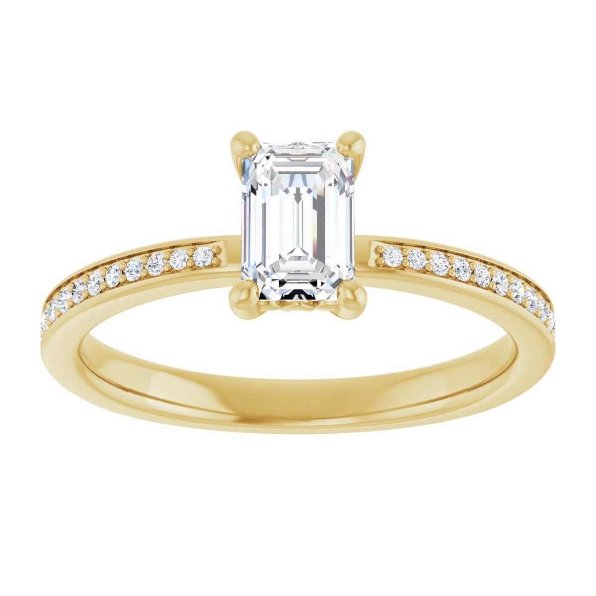 Semi-Set 1/6 CTW Emerald Engagement Ring (6 X 4 Mm) - gallery - Series 124170