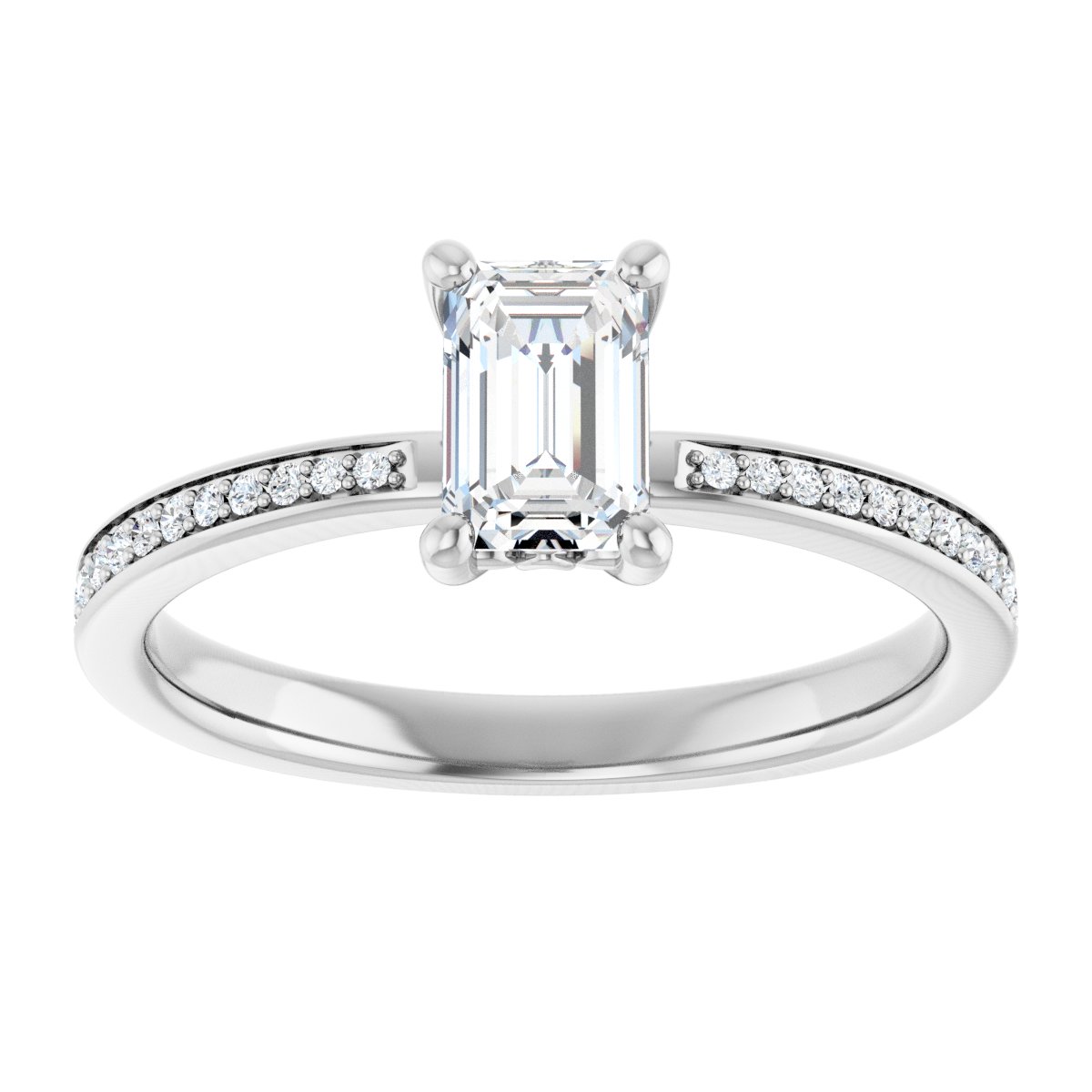 Semi-Set 1/6 CTW Emerald Engagement Ring (6 X 4 Mm) - gallery - Series 124170
