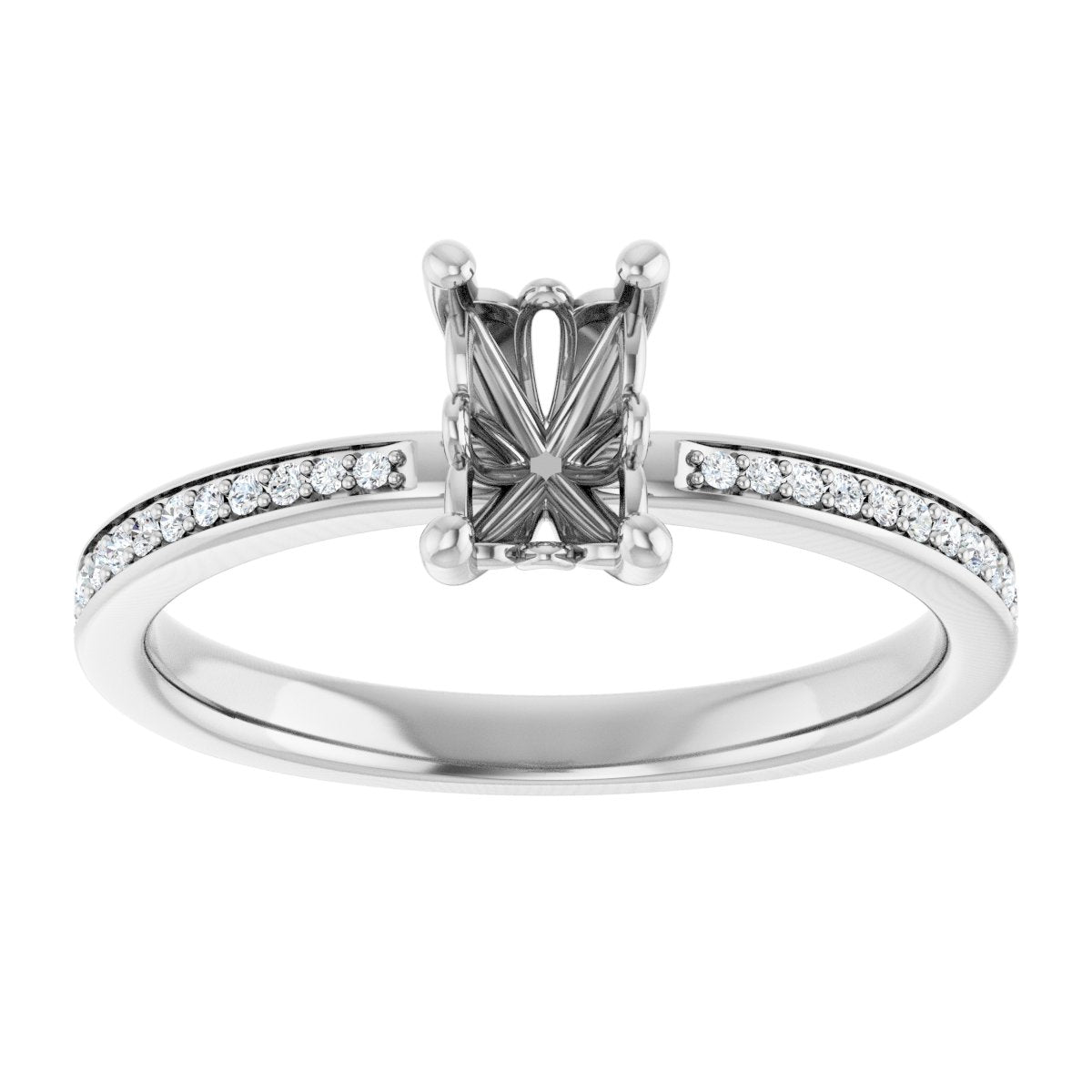 Semi-Set 1/6 CTW Emerald Engagement Ring (6 X 4 Mm) - gallery - Series 124170